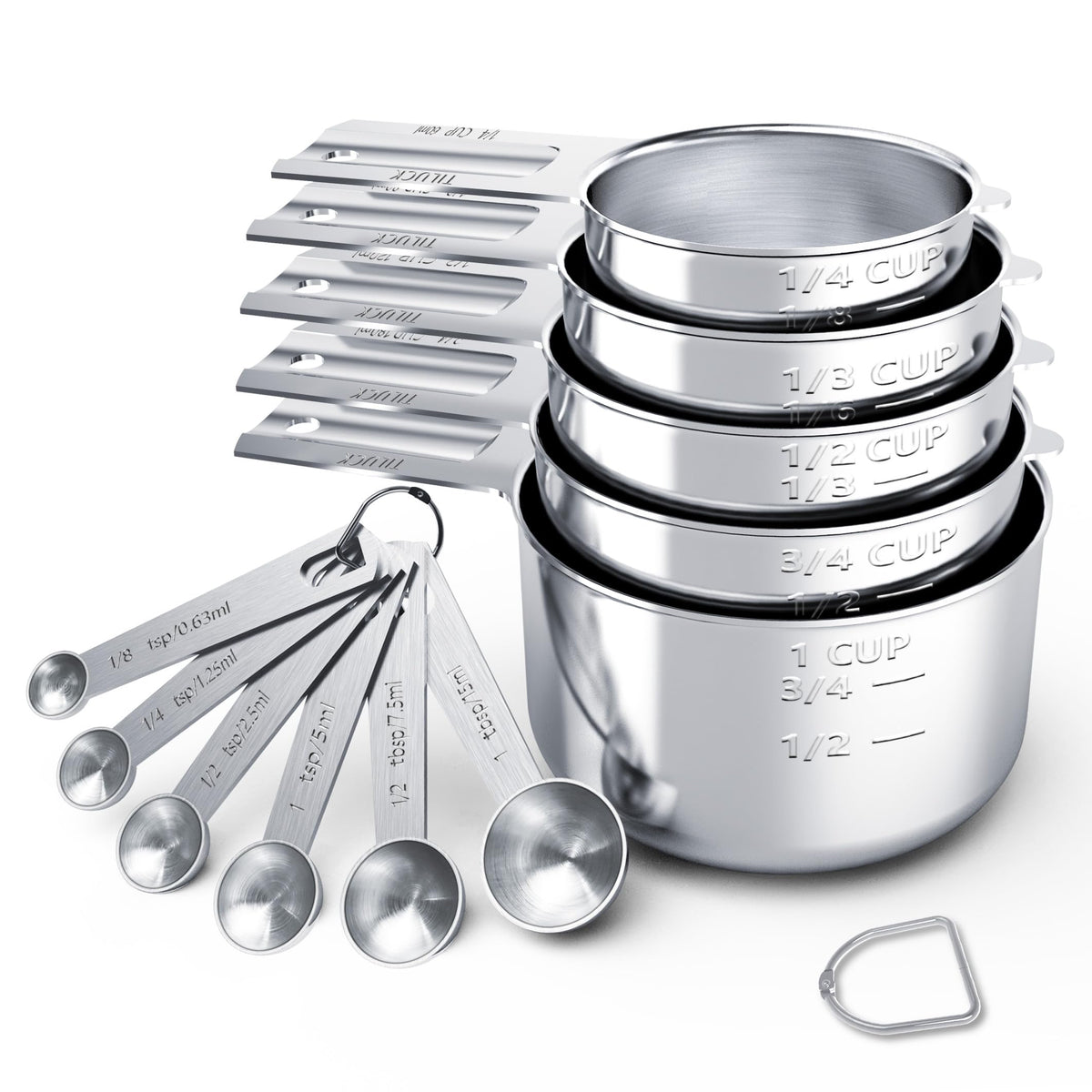 Conjunto TILUCK de tazas medidoras en acero inoxidable para medir con precisión.