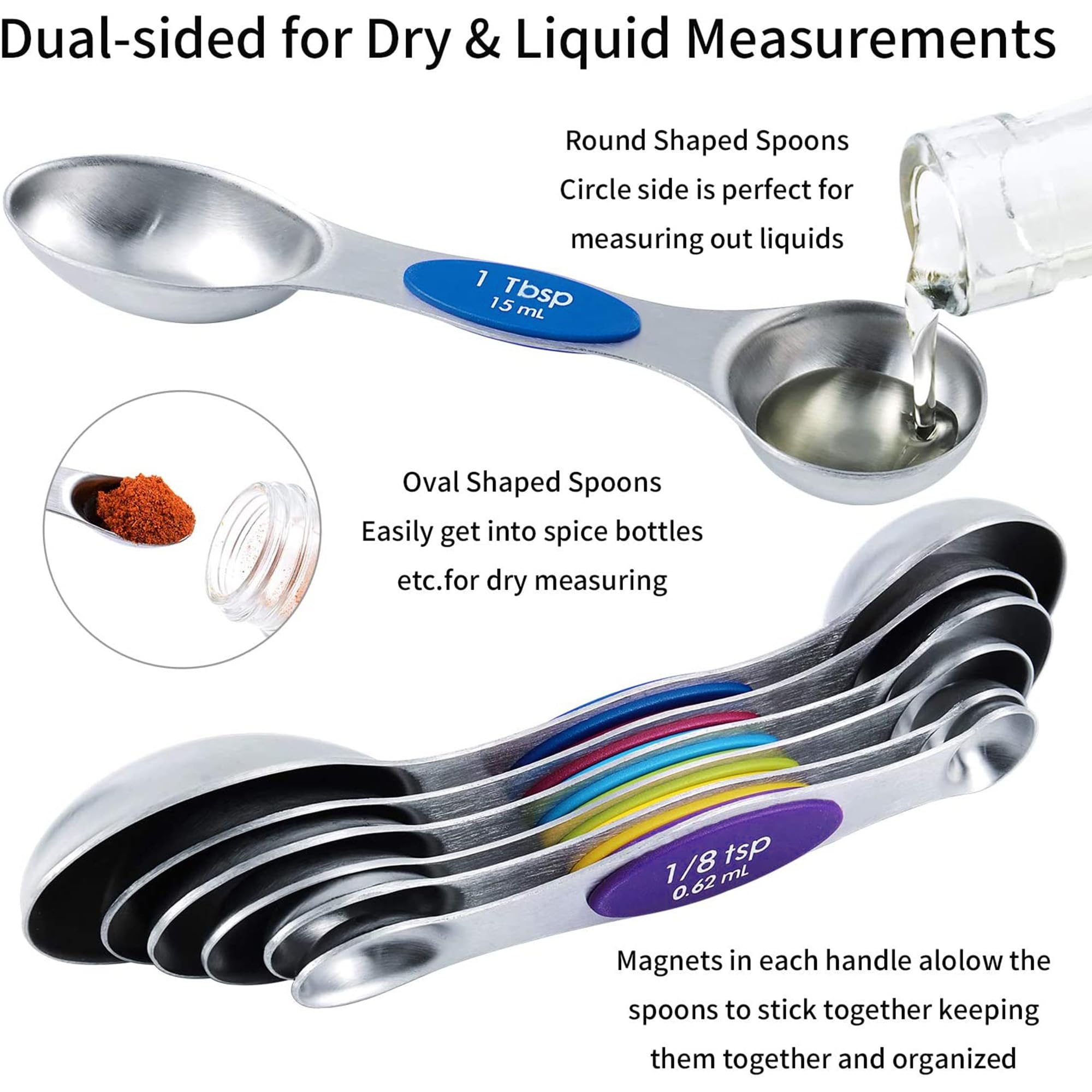 TILUCK medidores apilables en acero inoxidable para almacenamiento compacto