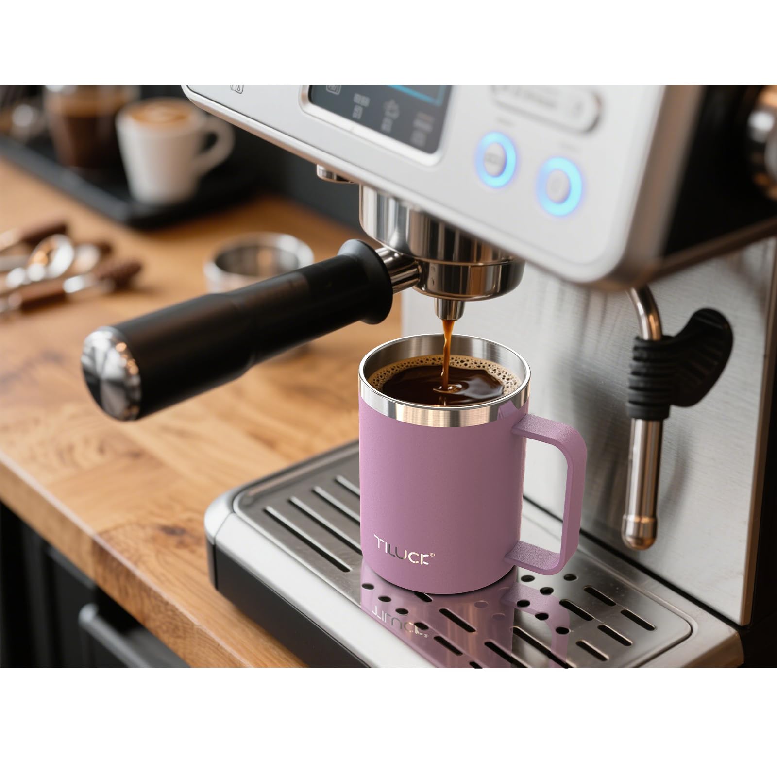 TILUCK taza con mango ergonómico, cómodo de sostener durante todo el día.