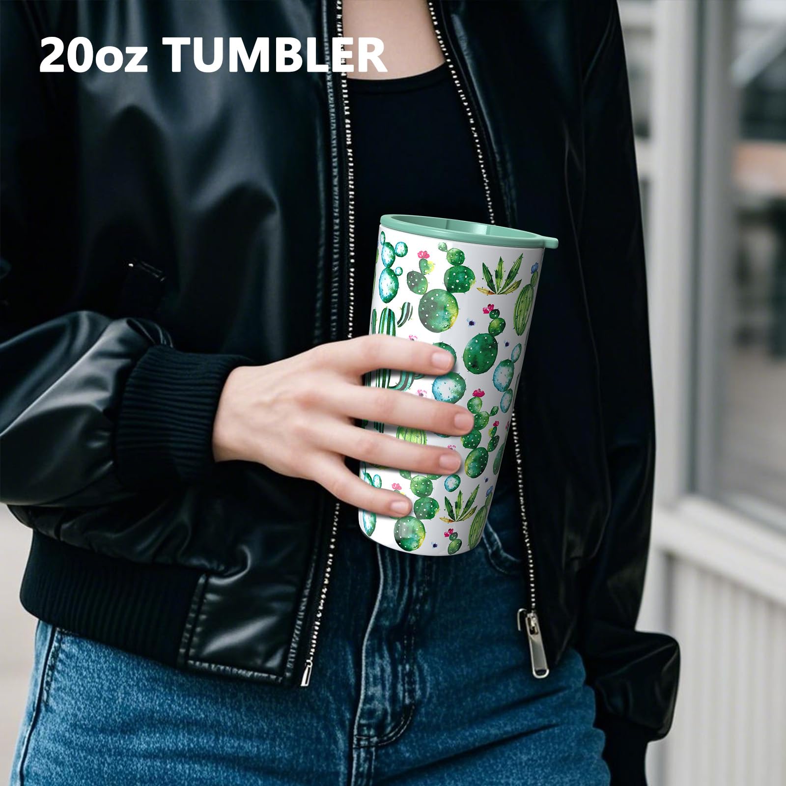 Diseño cactus en la TILUCK 20 oz añade estilo para uso diario