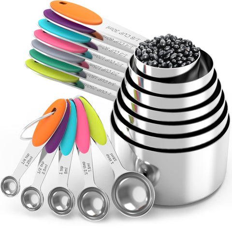 TILUCK tazas de medición en acero inoxidable, lectura clara para cocinar con precisión.