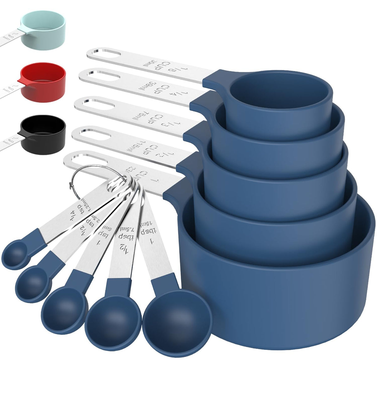 TILUCK tazas medidoras apilables azul, precisión en recetas diarias