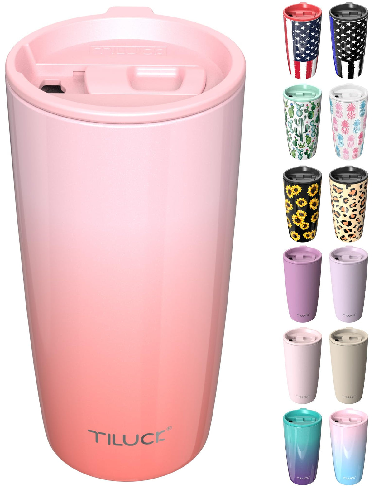 Tiluck termo 20oz con tapa de presión deslizante, ideal para beber con una mano