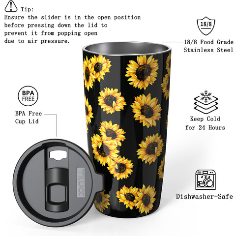 TILUCK tumbler con aislamiento doble pared mantiene bebidas frías o calientes por más tiempo.