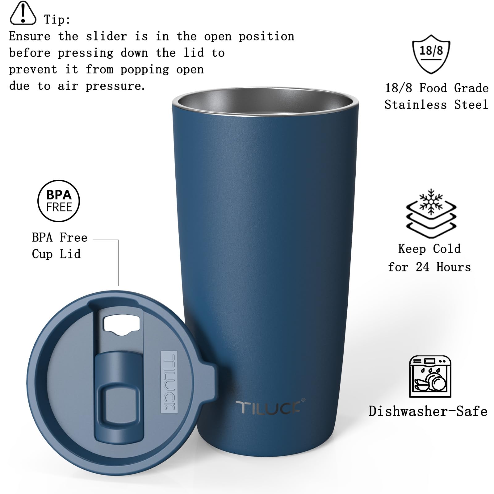 TILUCK Tumbler limpieza fácil para higiene diaria.