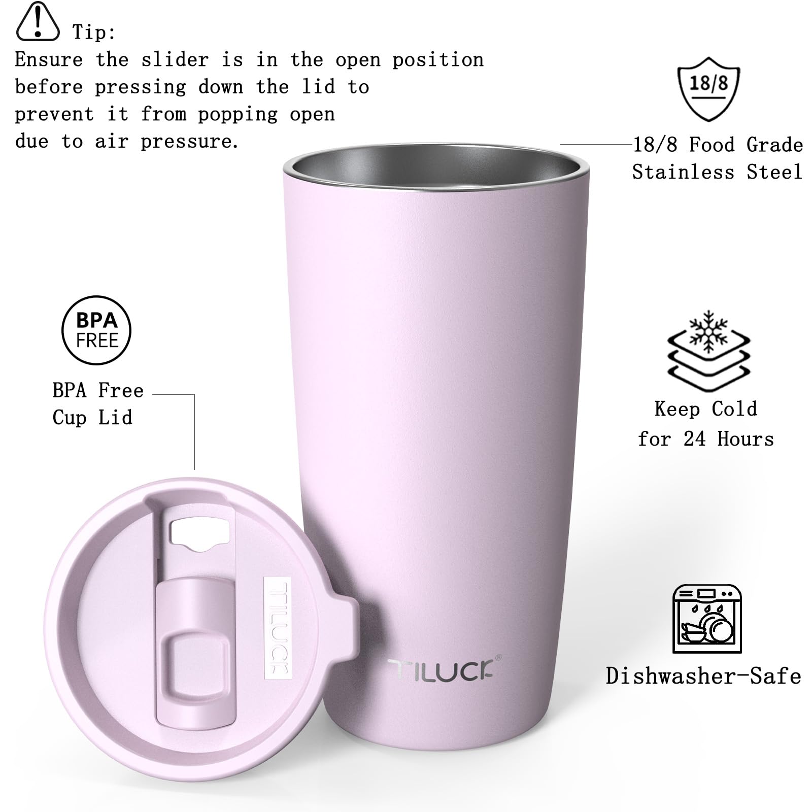 Vaso tiluck con aislamiento de doble pared para bebidas estables