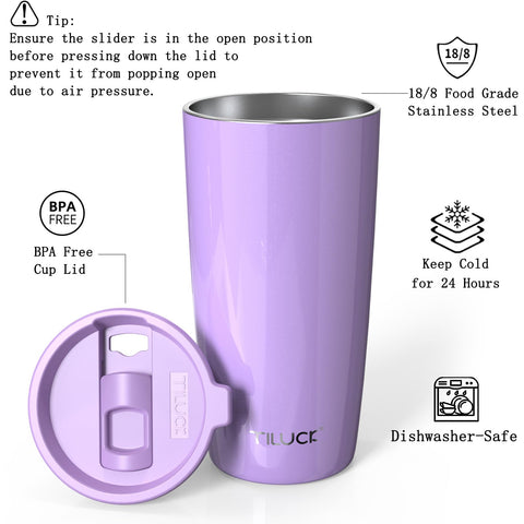 Vaso TILUCK con aislamiento de doble pared para bebidas frías o calientes.
