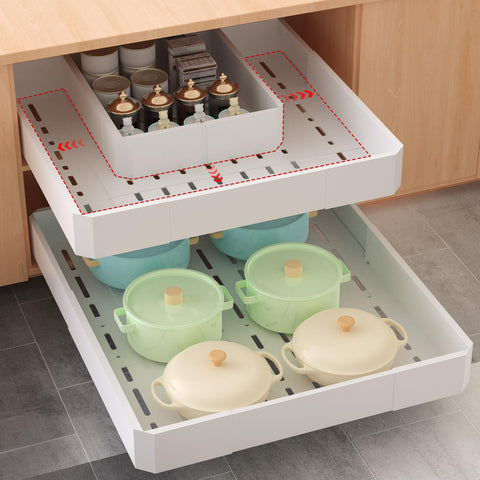 Timboniture organizador de cajón deslizante extendible para acceso rápido a utensilios.