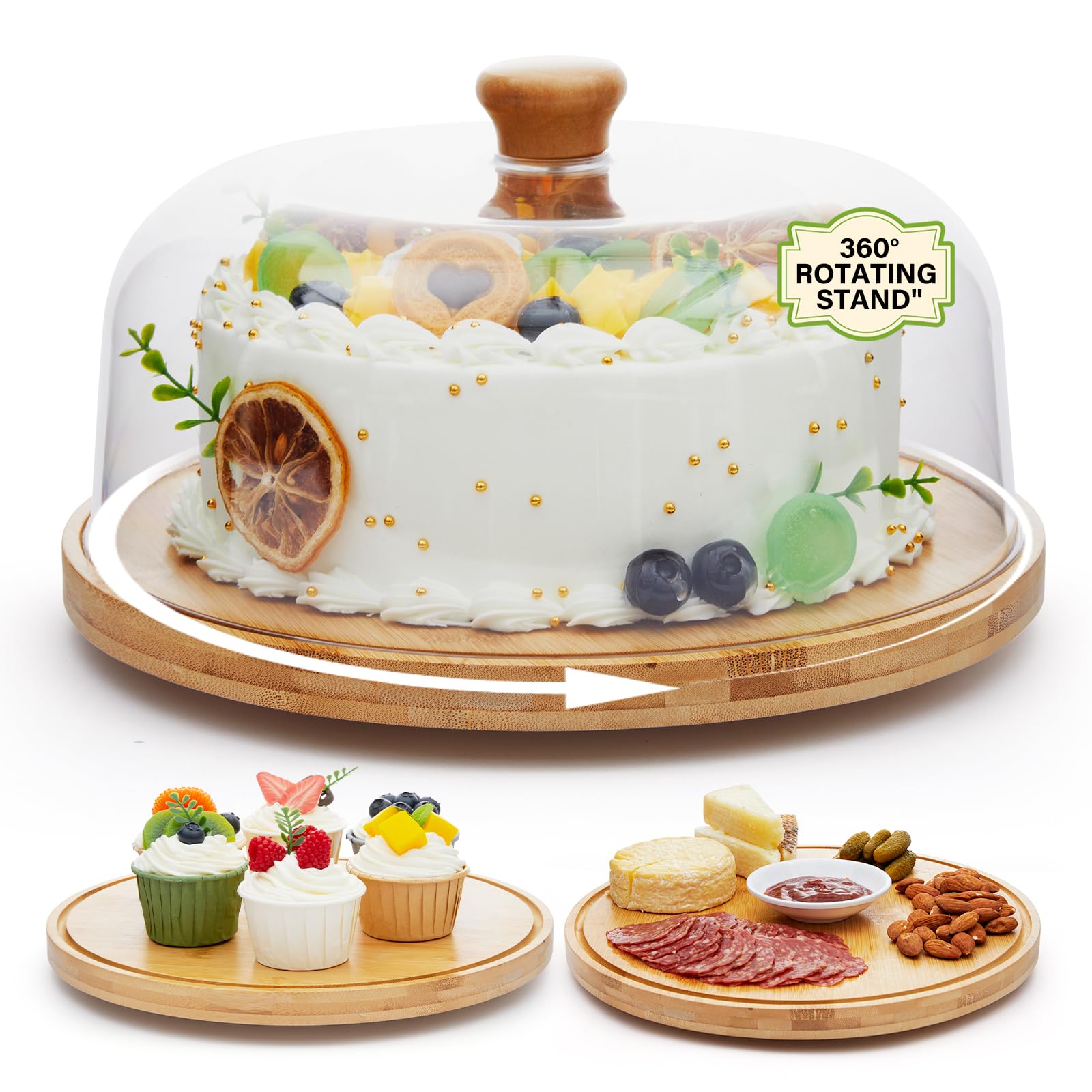 Timboops Home base giratoria 360° para servir porciones de pastel cómodamente.
