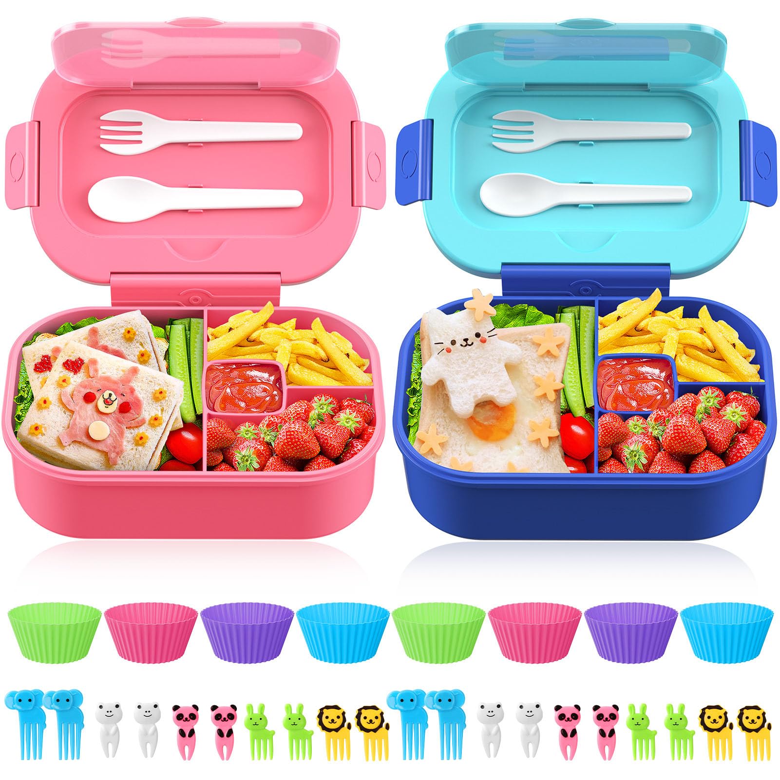 TIME4DEALS Bento Box con 4 celdas para separar comidas fácilmente.