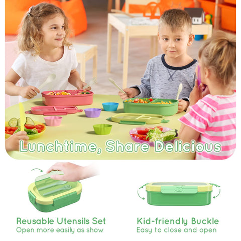 TIME4DEALS caja-almuerzo bento apta para microondas y lavavajillas