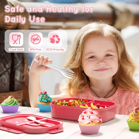 TIME4DEALS caja-almuerzo bento rosa apta para microondas para recalentar platos