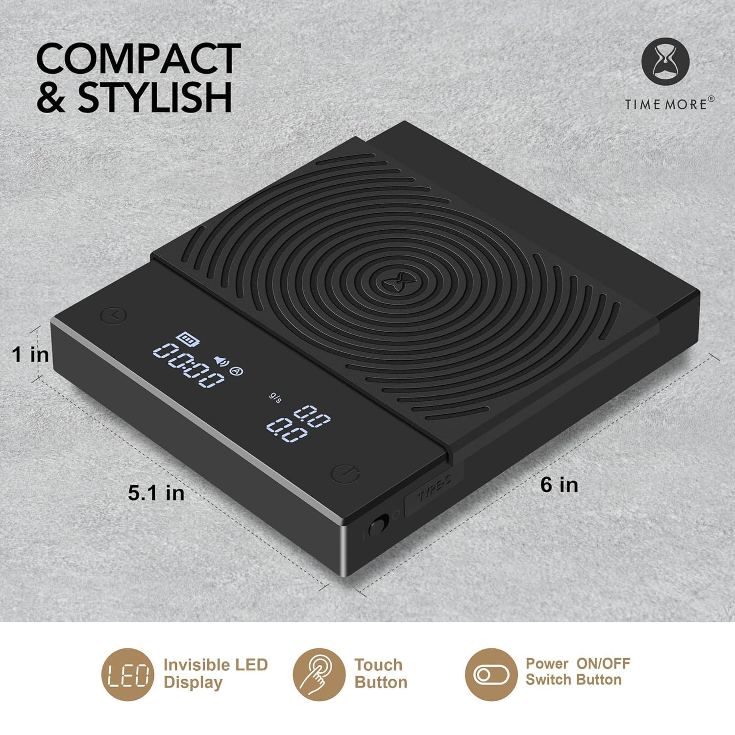TIMEMORE Balanza Basic 2.0 con temporizador automático para sincronizar cambios de peso.