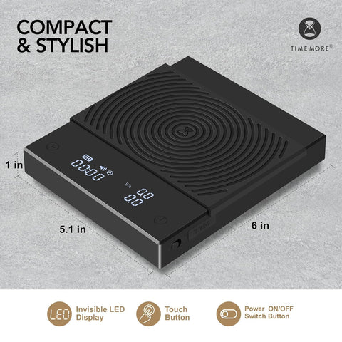 TIMEMORE Balanza Basic 2.0 con temporizador automático para sincronizar cambios de peso.