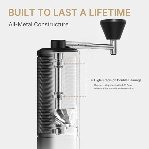 Timemore C5 ESP PRO: cuerpo de 53 mm para agarre firme y molienda estable.