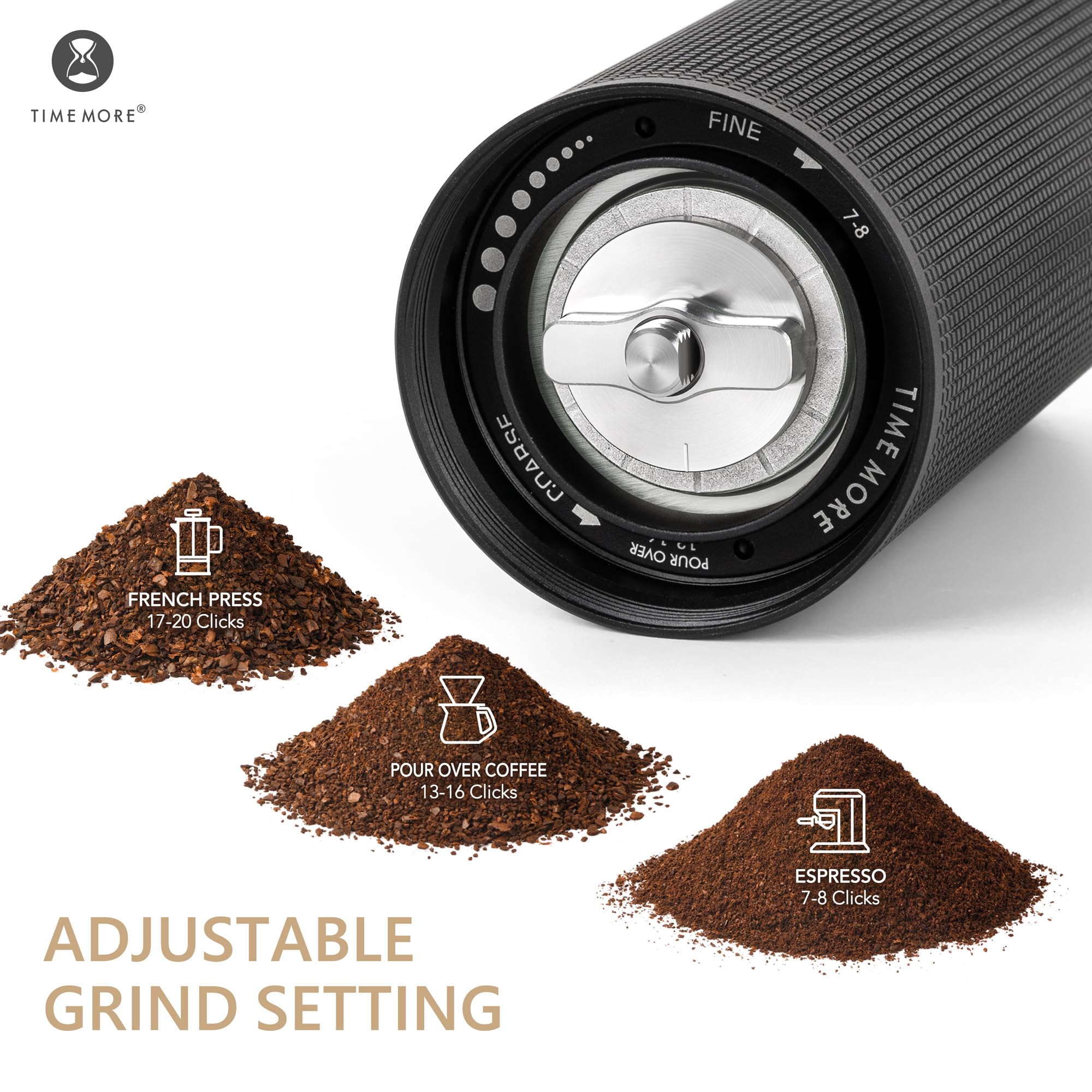 TIMEMORE Chestnut C3S PRO ajuste de molienda para espresso y prensa francesa