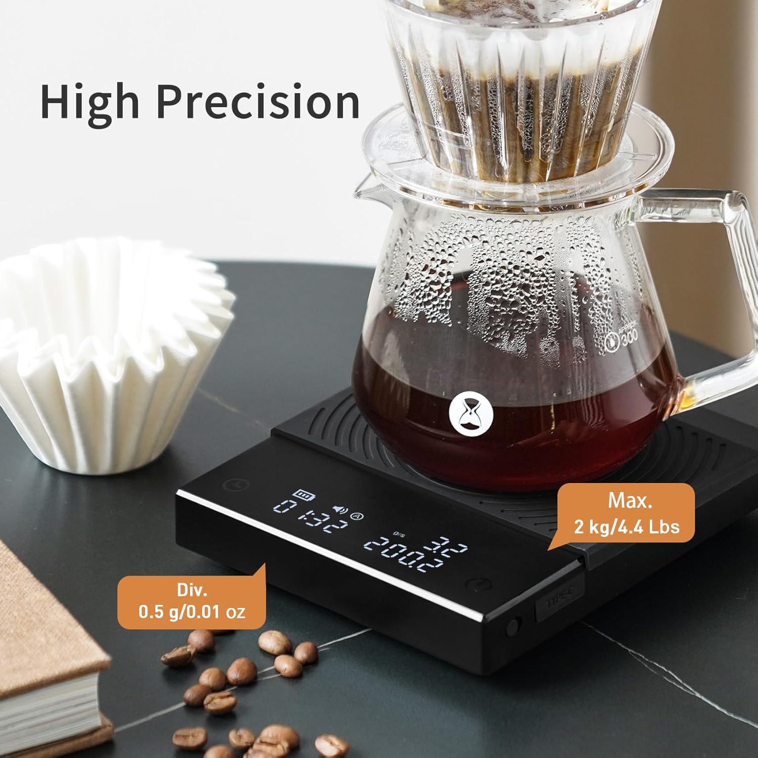 TIMEMORE Escala de Café Basic 2.0 prueba de flujo de agua para cafetera.