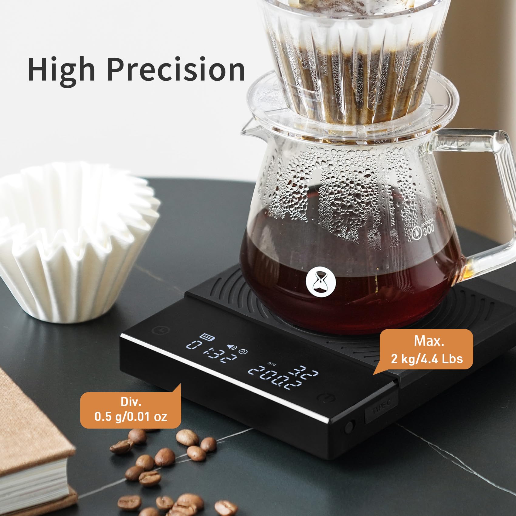 TIMEMORE Escala de Café Basic 2.0 prueba el flujo de agua para extracción controlada