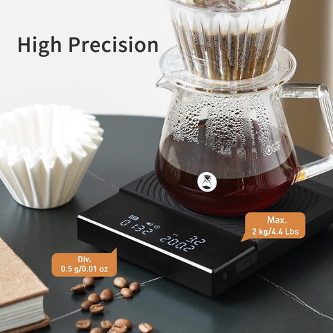 TIMEMORE Escala de Café Basic 2.0 prueba el flujo de agua para extracción controlada