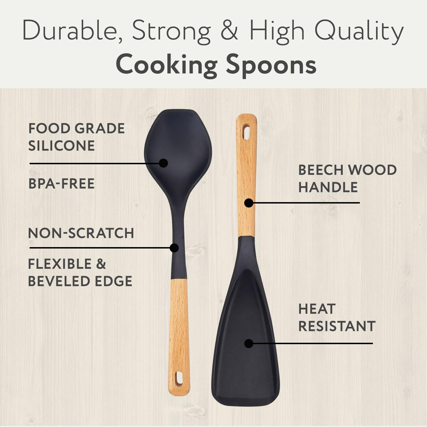 TimHome Espátulas-Cucharas: uso multifuncional para cocinar, mezclar y servir