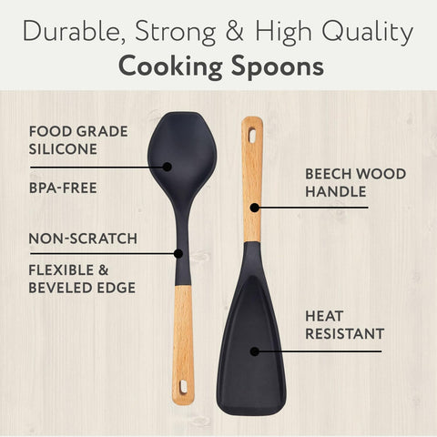 TimHome Espátulas-Cucharas: uso multifuncional para cocinar, mezclar y servir