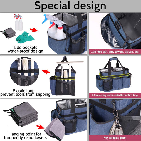 Timoxi bolsa organizadora de limpieza con asas para transporte cómodo.
