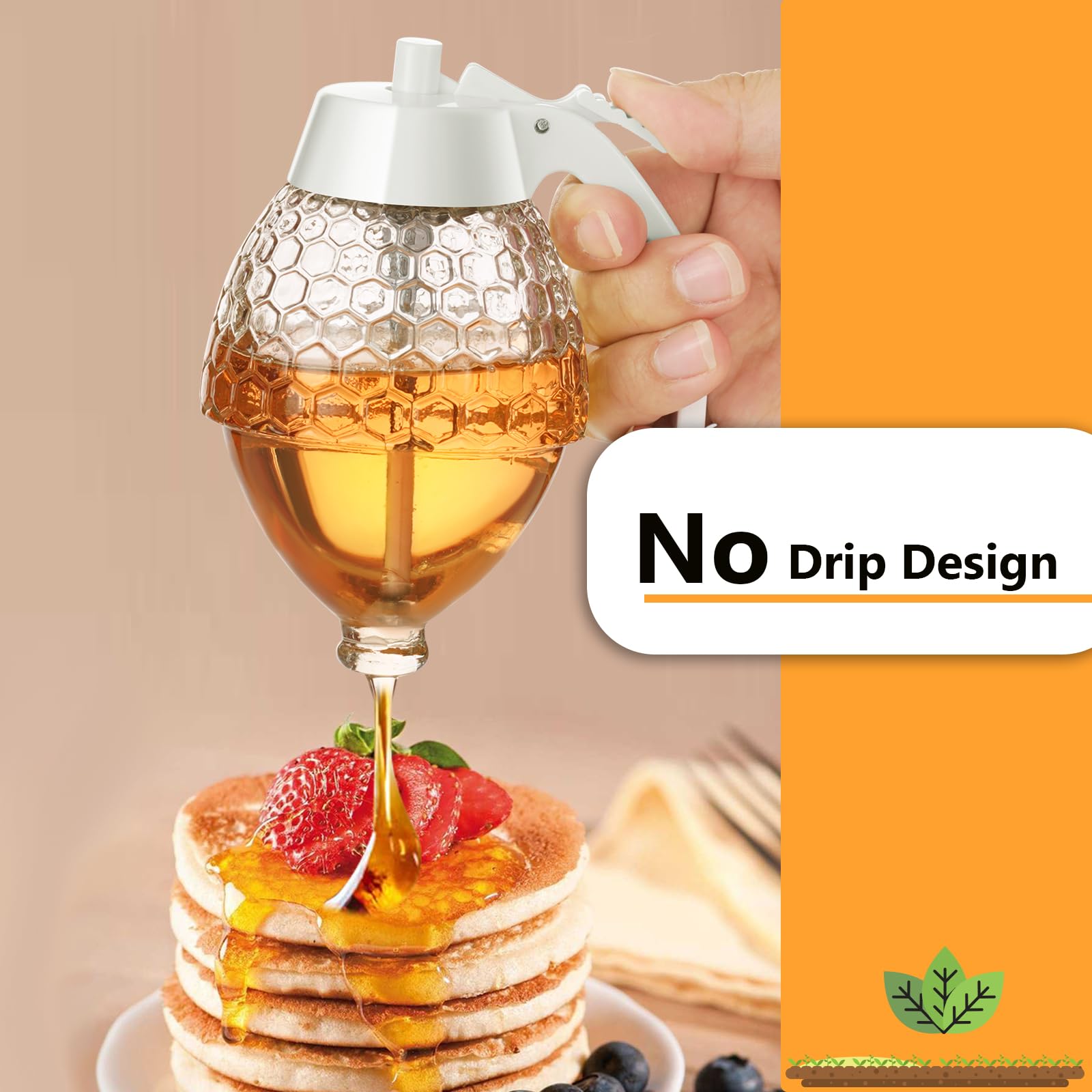 Timtopno dispensador miel, vertido suave ideal para café y té.