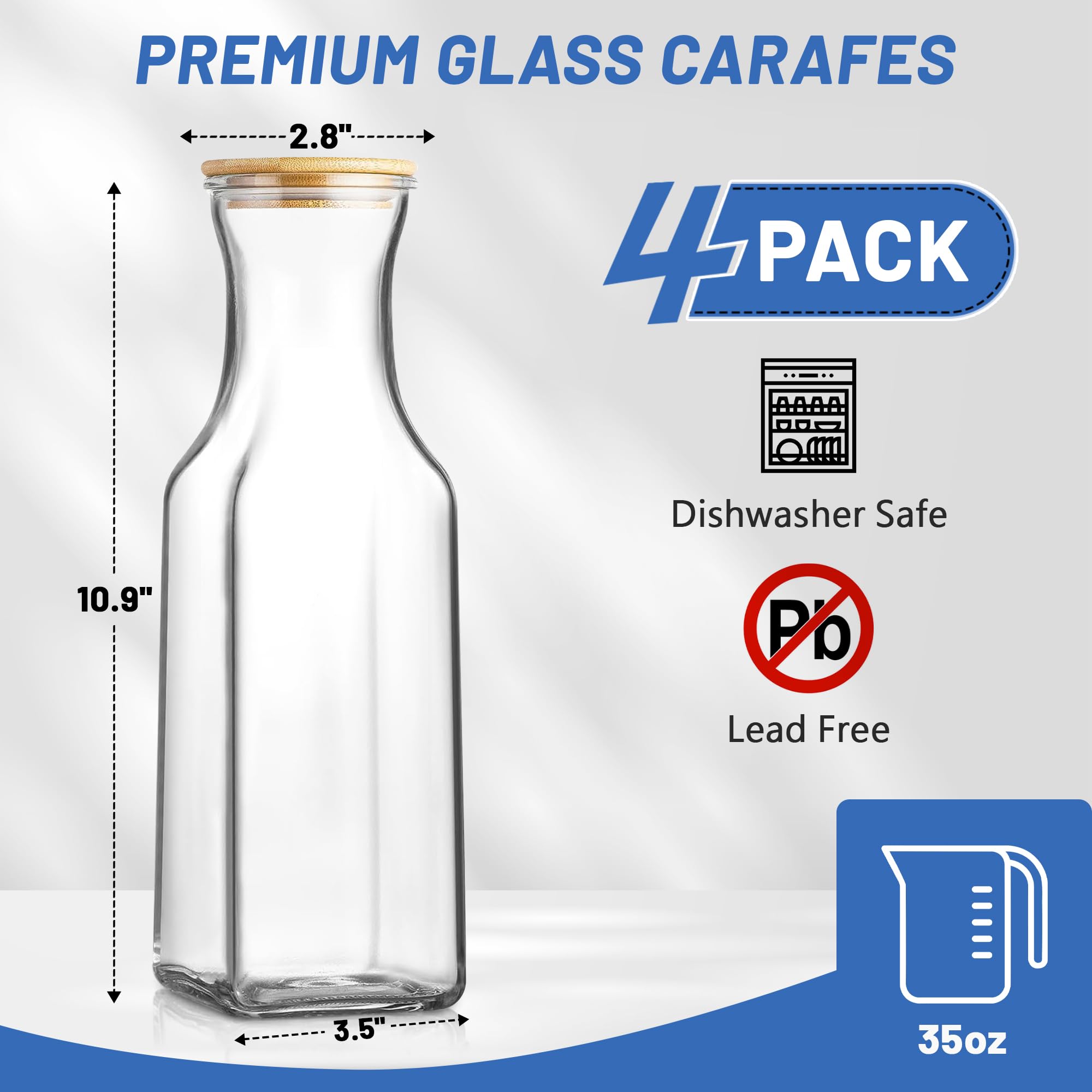 Jarra Tinaforld de vidrio con boca ancha, perfecta para infusiones y añadir frutas.
