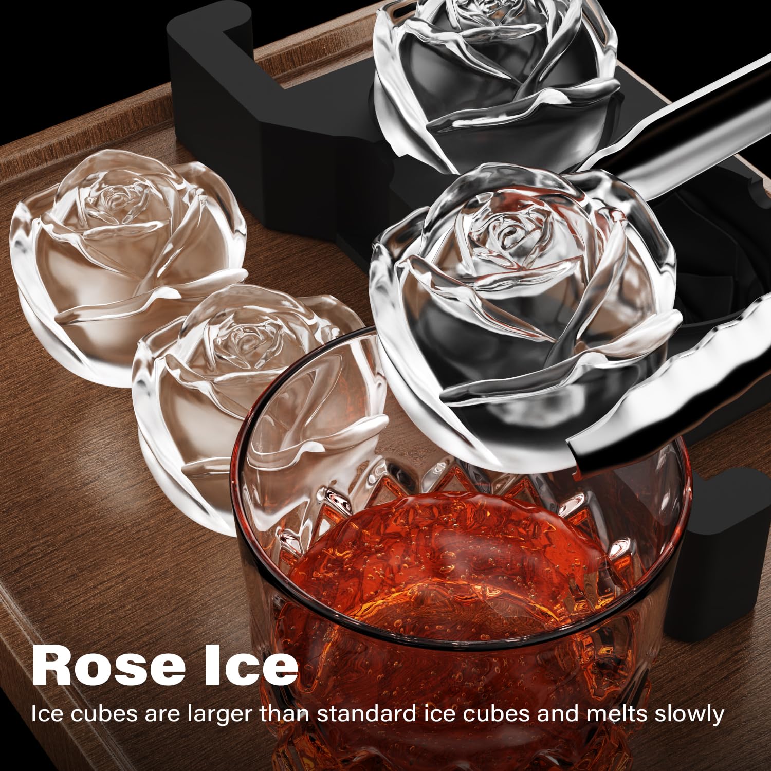 TINANA rosa esfera de hielo en forma de flor para cócteles refrescantes