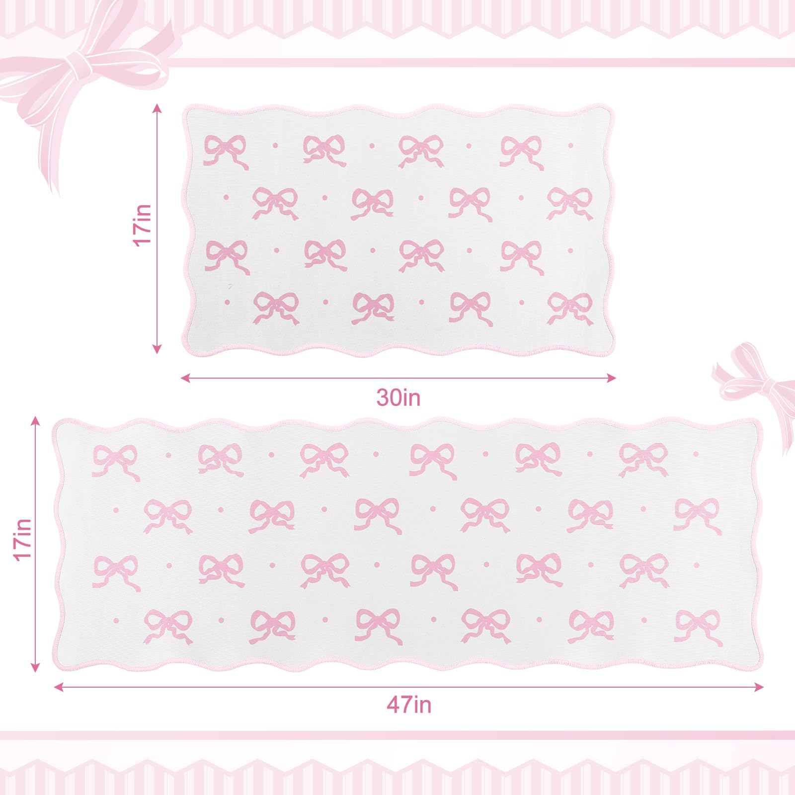 Tinideya alfombra cocina lazo rosa 47x17 añade estilo coqueto y protección del suelo