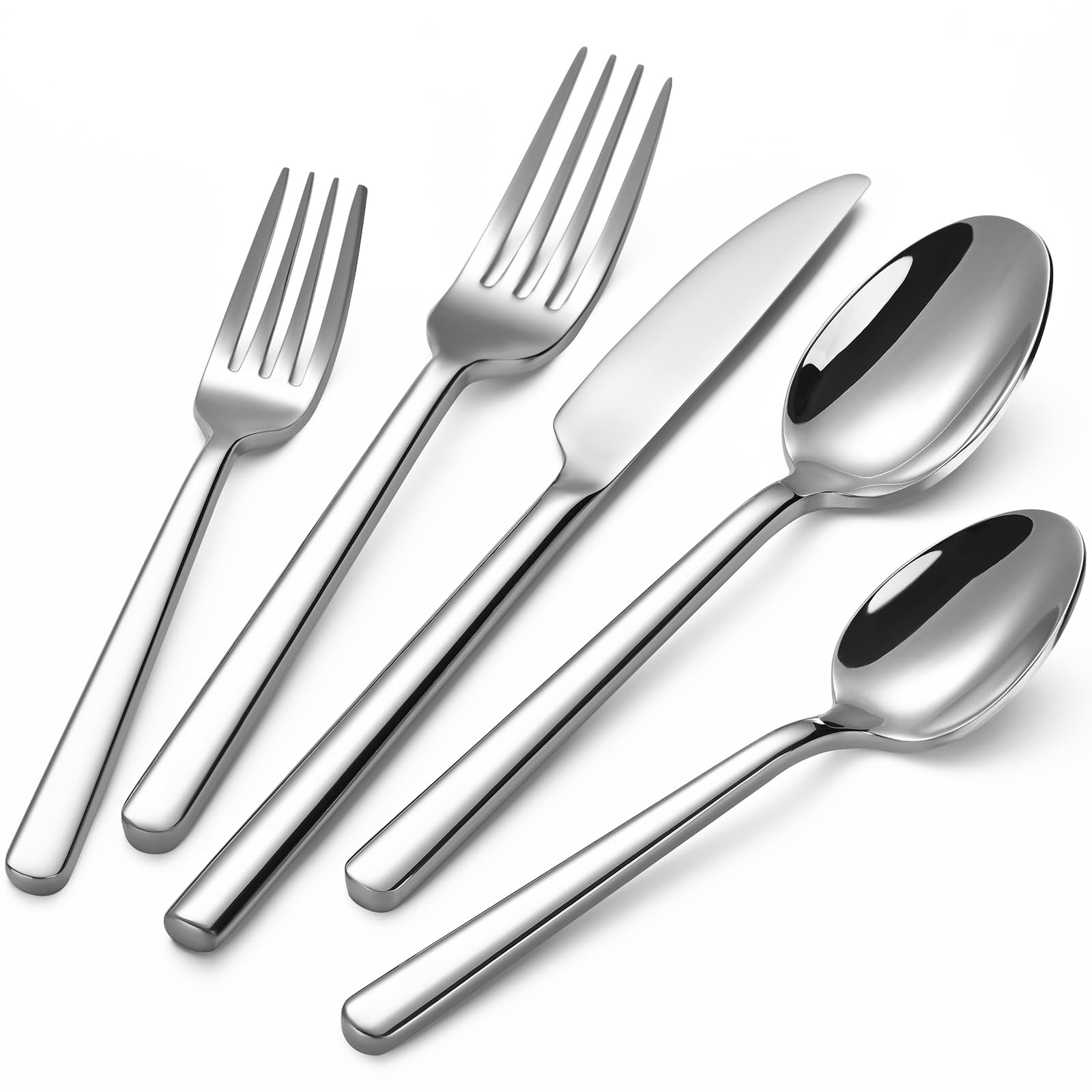 TININA cubiertos 20 piezas, acabado espejo para mesa elegante y fácil limpieza.