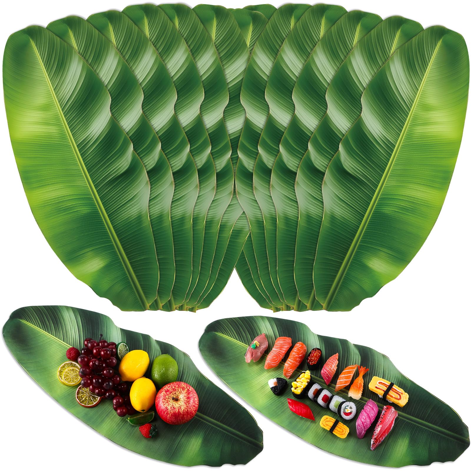 Tinlade hojas artificiales de banana para cocinar, ideales para presentaciones limpias y seguras.