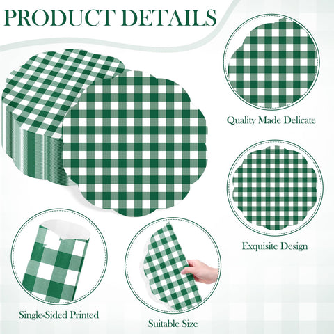 Tinlade manteles borde rizado gingham verde 13 pulgadas aporta detalle decorativo.