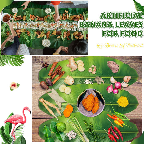 Presentación de alimentos con hojas verdes, añade toque tropical a tus platos.
