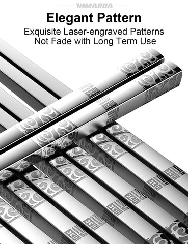 TINMARDA palillos de metal con patron grabado laser para estilo duradero.