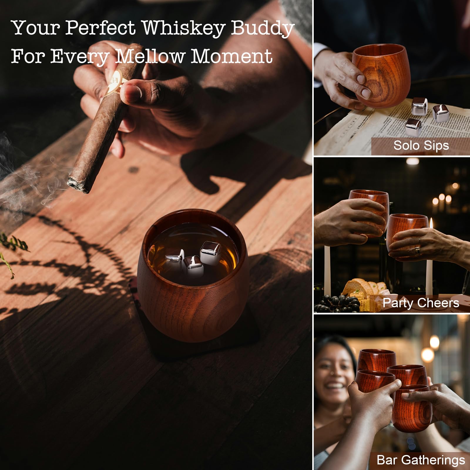 Piedras para whisky inox Tinnberlohas enfrían sin diluir la bebida.