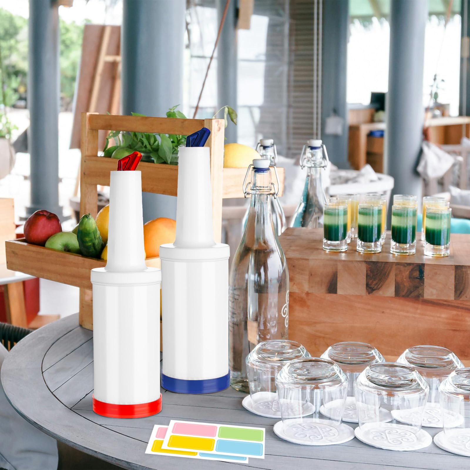 Dispensadores de jugo para barra y casa, fáciles de usar y limpiar.
