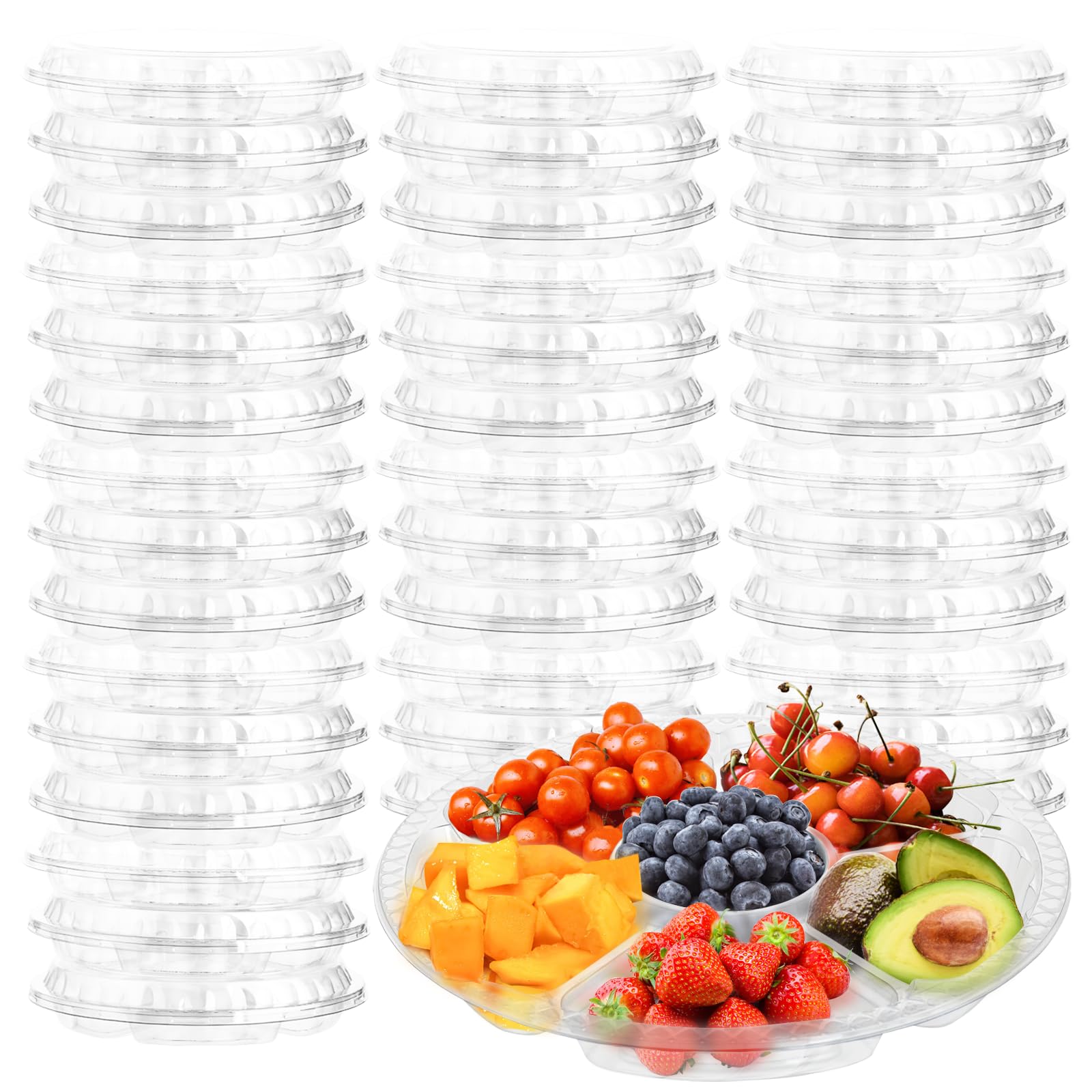 Bandeja de fruta TINSKY con tapa transparente de 10.4 pulgadas para servir con frescura.