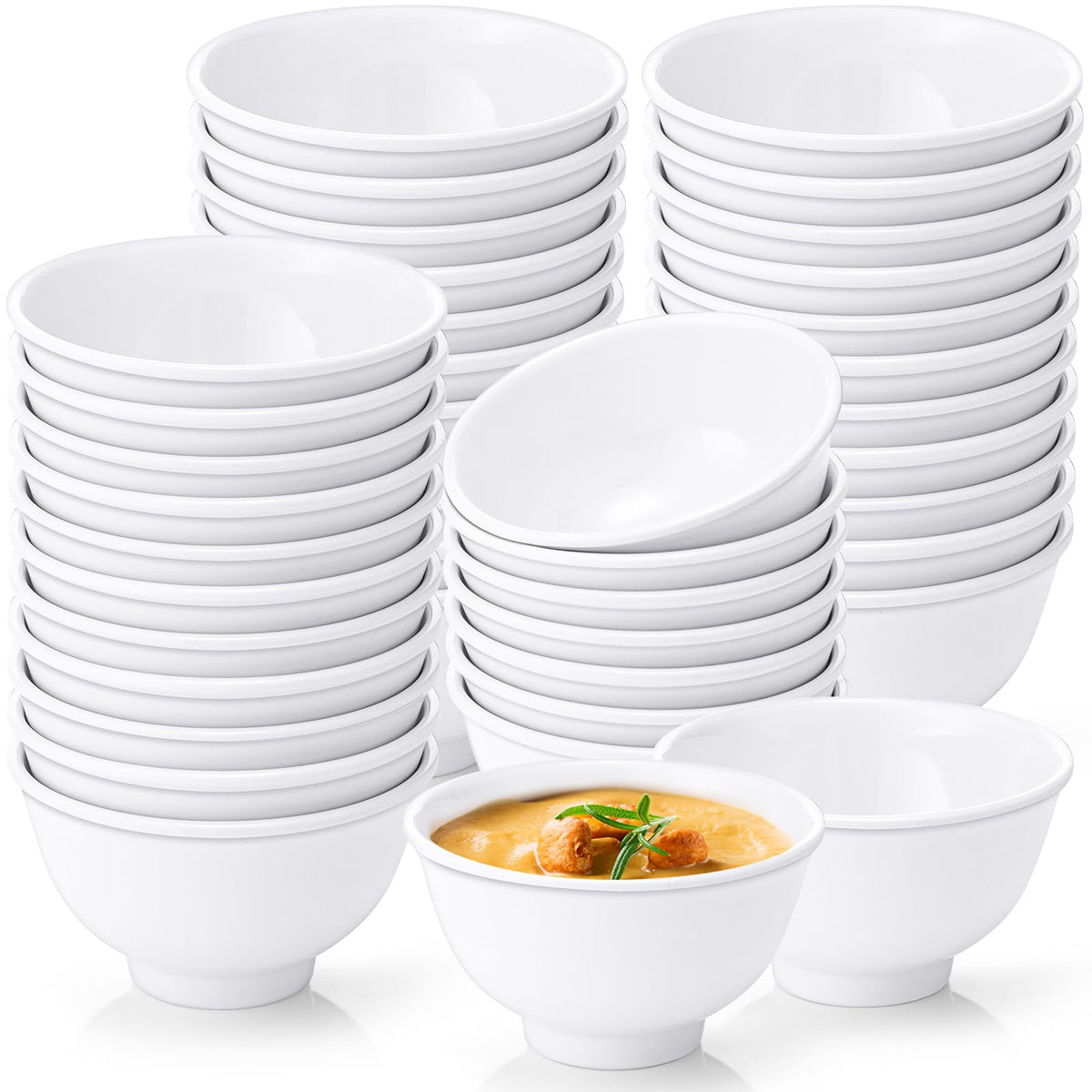 Tioncy cuencos 10 oz blancos, 50 piezas, ideales para postres y sopas.
