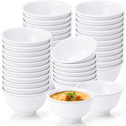 Tioncy cuencos 10 oz blancos, 50 piezas, ideales para postres y sopas.