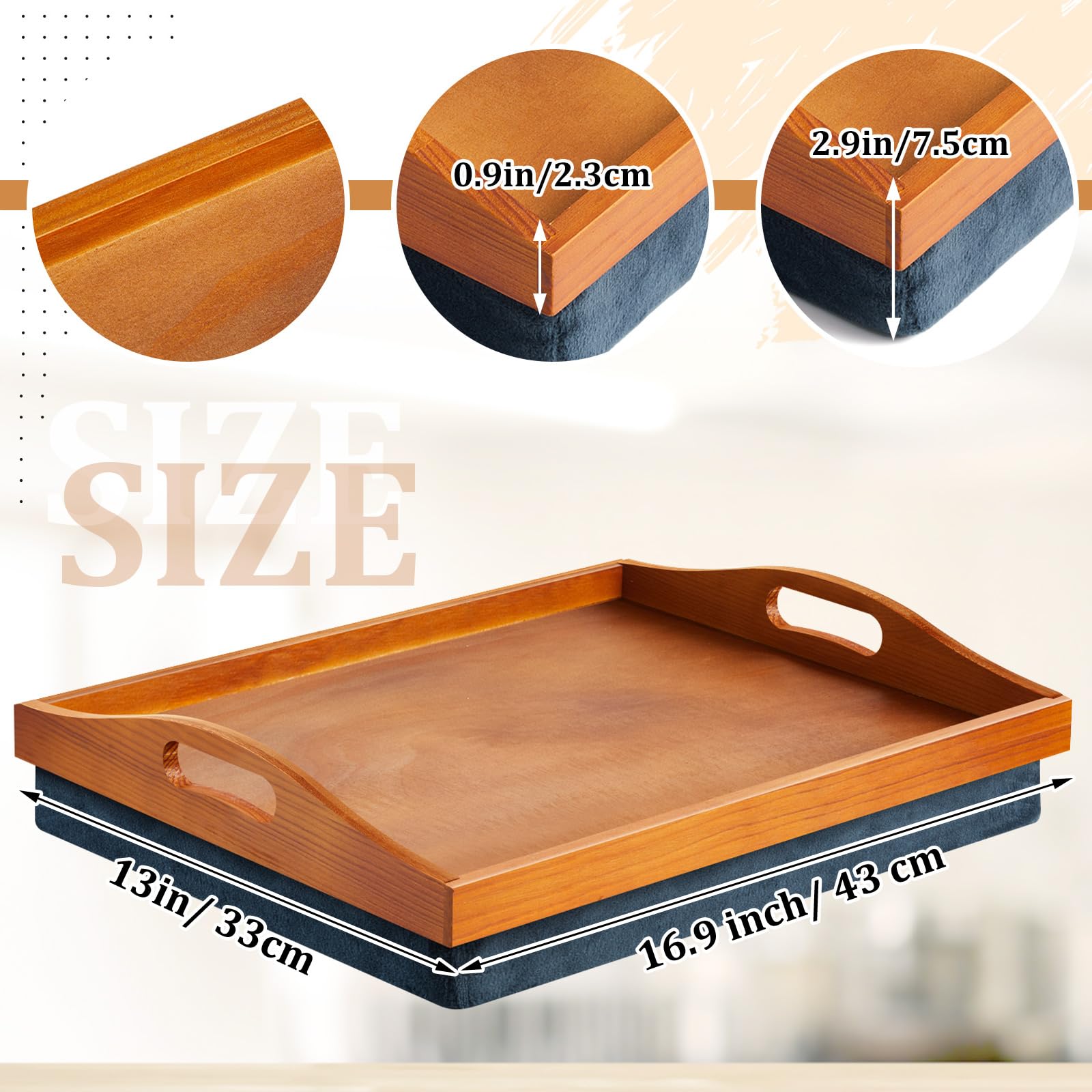 Tioncy bandeja de regazo con almohada desmontable, detalle de costuras y espuma suave