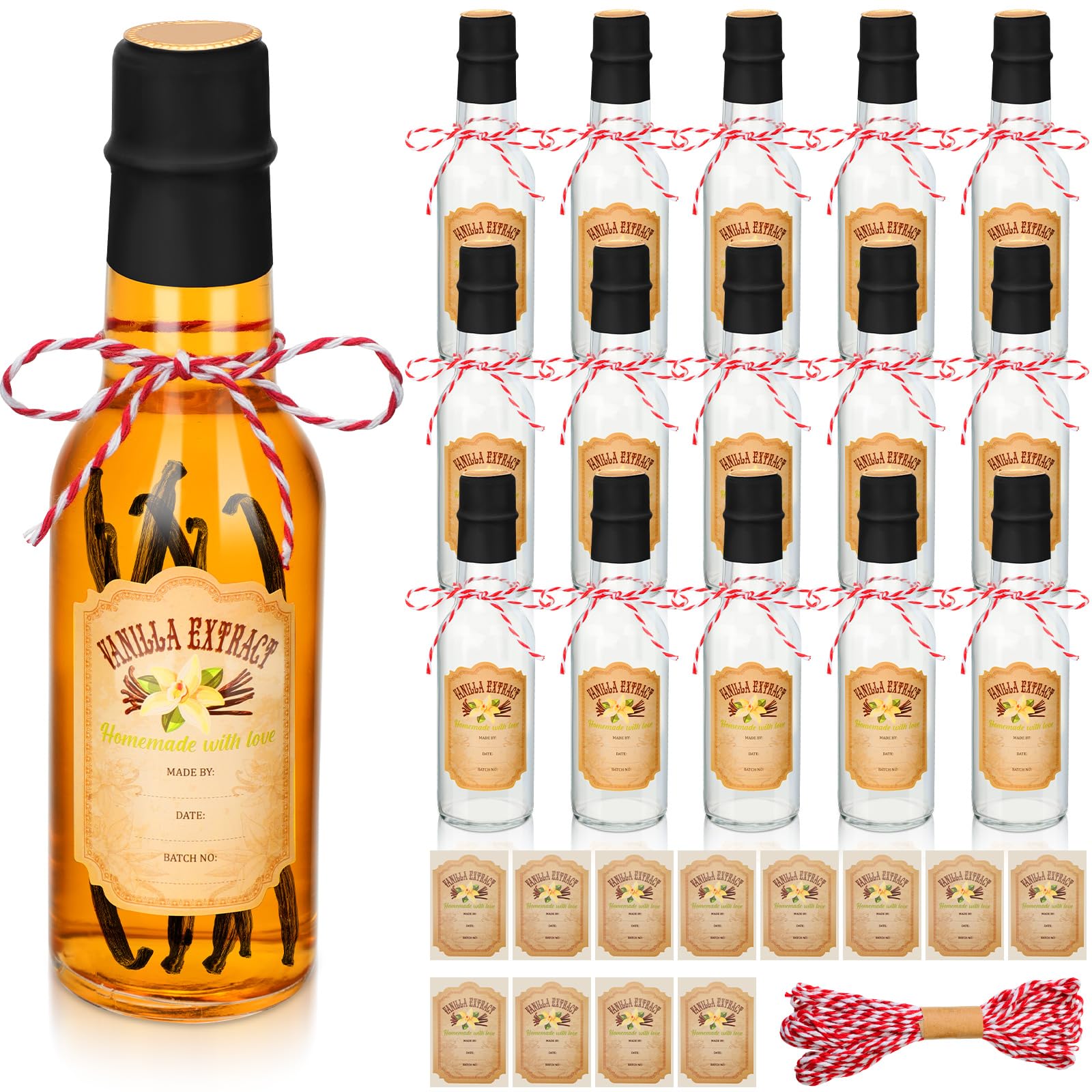 Tioncy botellas de vainilla claras 5oz con tapa, perfectas para bebidas y extractos caseros