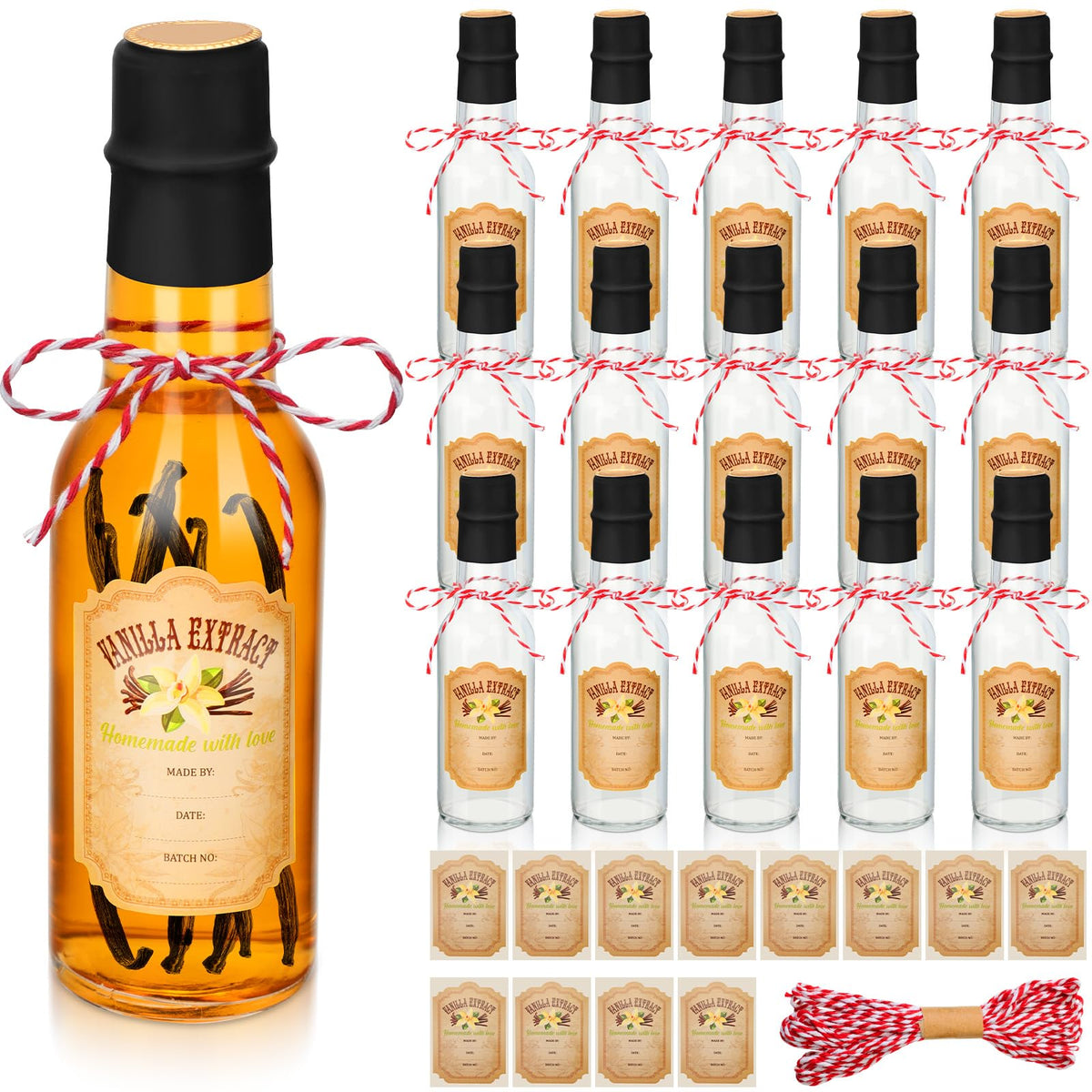 Tioncy botellas de vainilla claras 5oz con tapa, perfectas para bebidas y extractos caseros