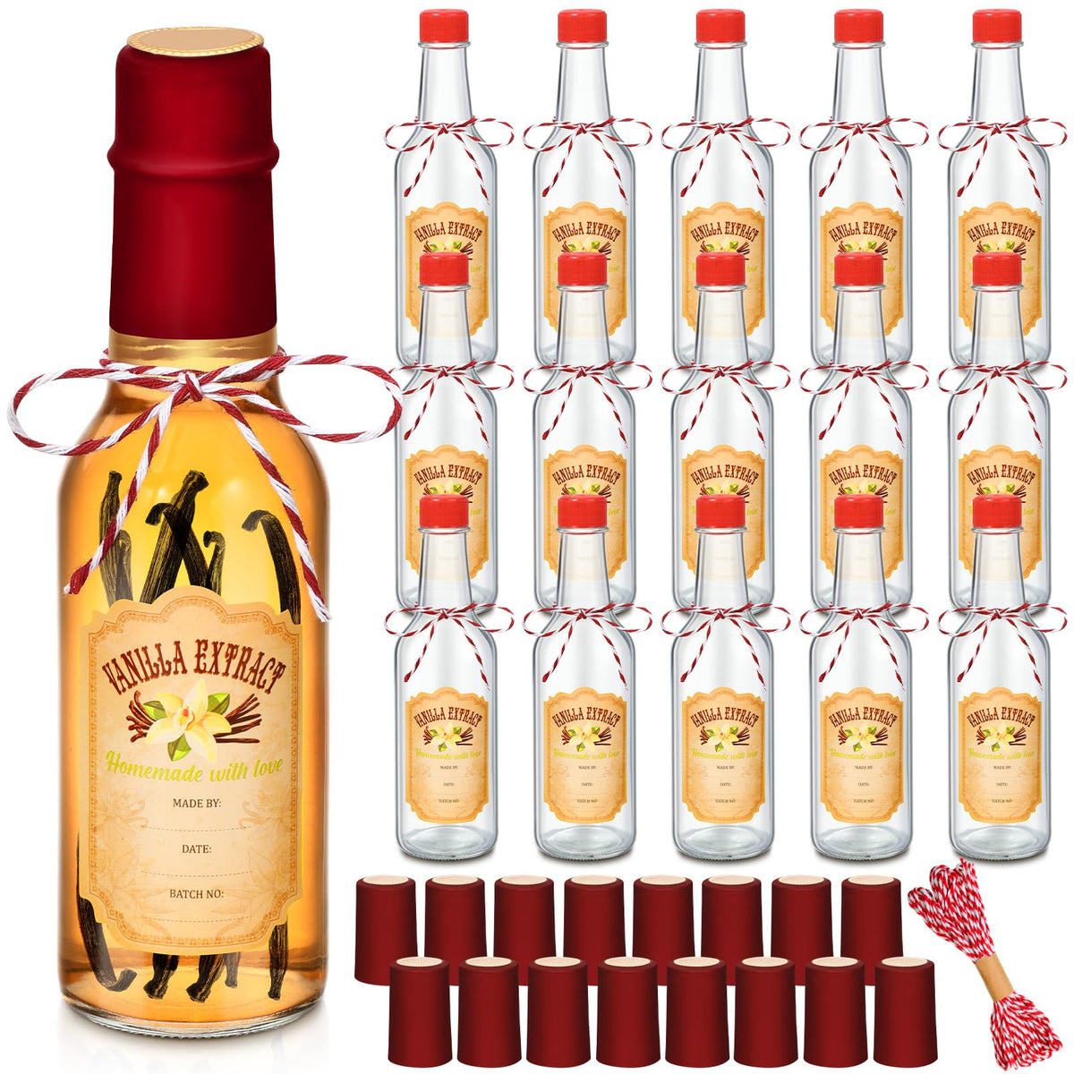 Tioncy botellas de vainilla 3 oz para conservar extractos caseros con tapa segura.