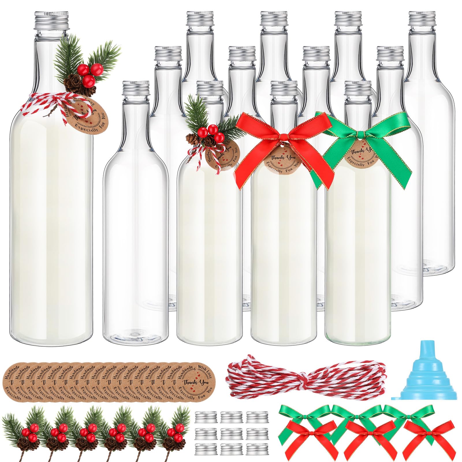 Botellas plásticas Tioncy de 750 ml, duraderas y transparentes para bebidas festivas.