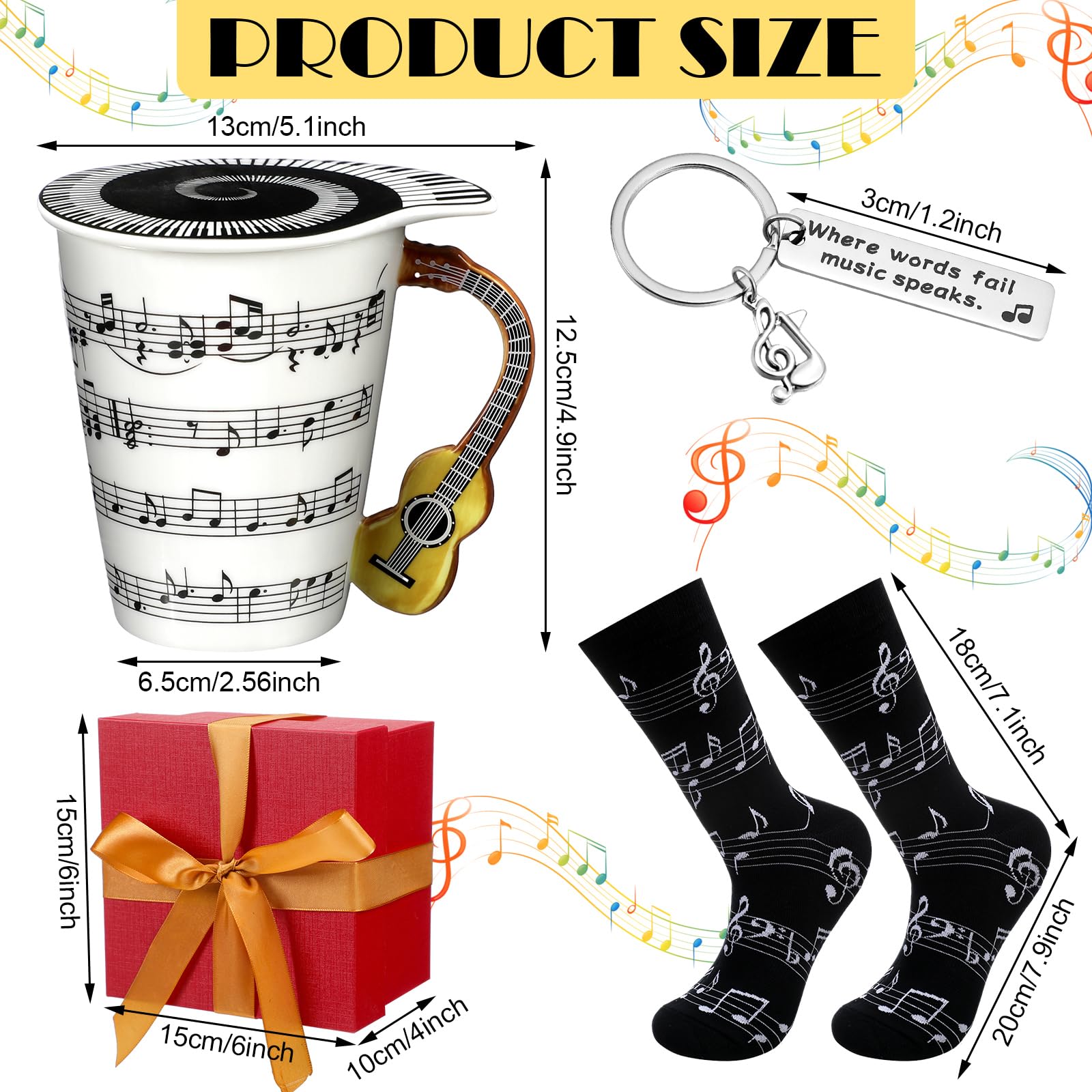 Tioncy calcetines música con notas, comodidad para practicar o asistir a clases