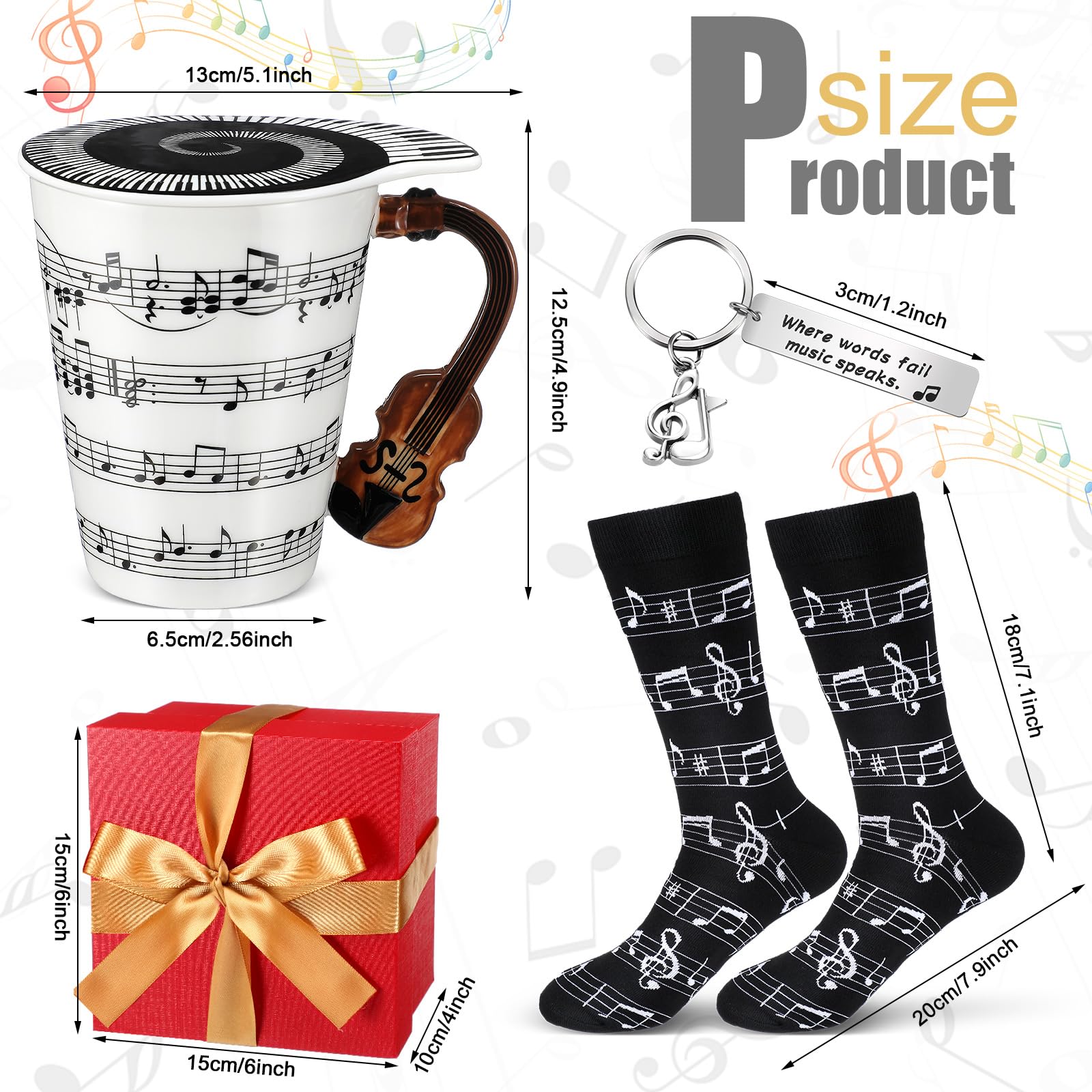 Calcetines con notas musicales de Tioncy, confort suave para uso diario.