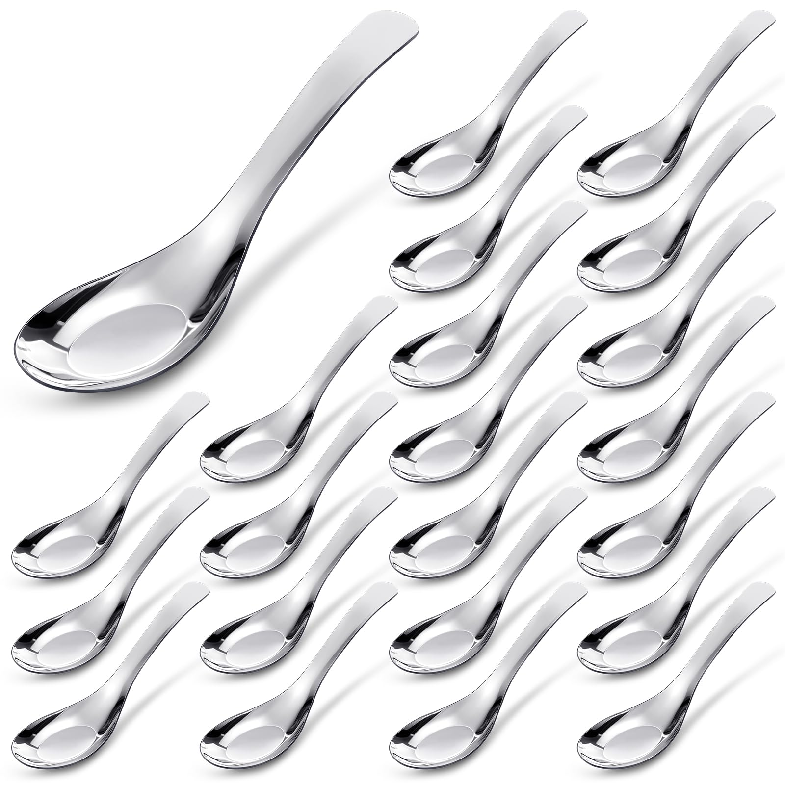 Cucharas de sopa Tioncy de acero inoxidable, 24 piezas para uso diario.
