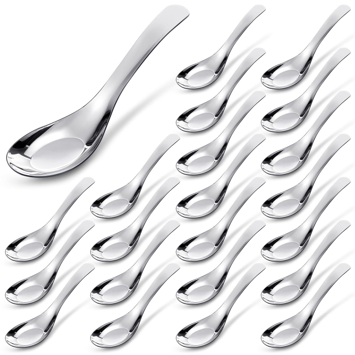 Cucharas de sopa Tioncy de acero inoxidable, 24 piezas para uso diario.