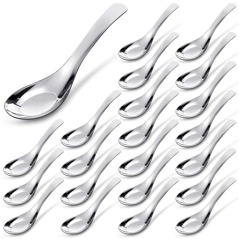 Cucharas de sopa Tioncy de acero inoxidable, 24 piezas para uso diario.